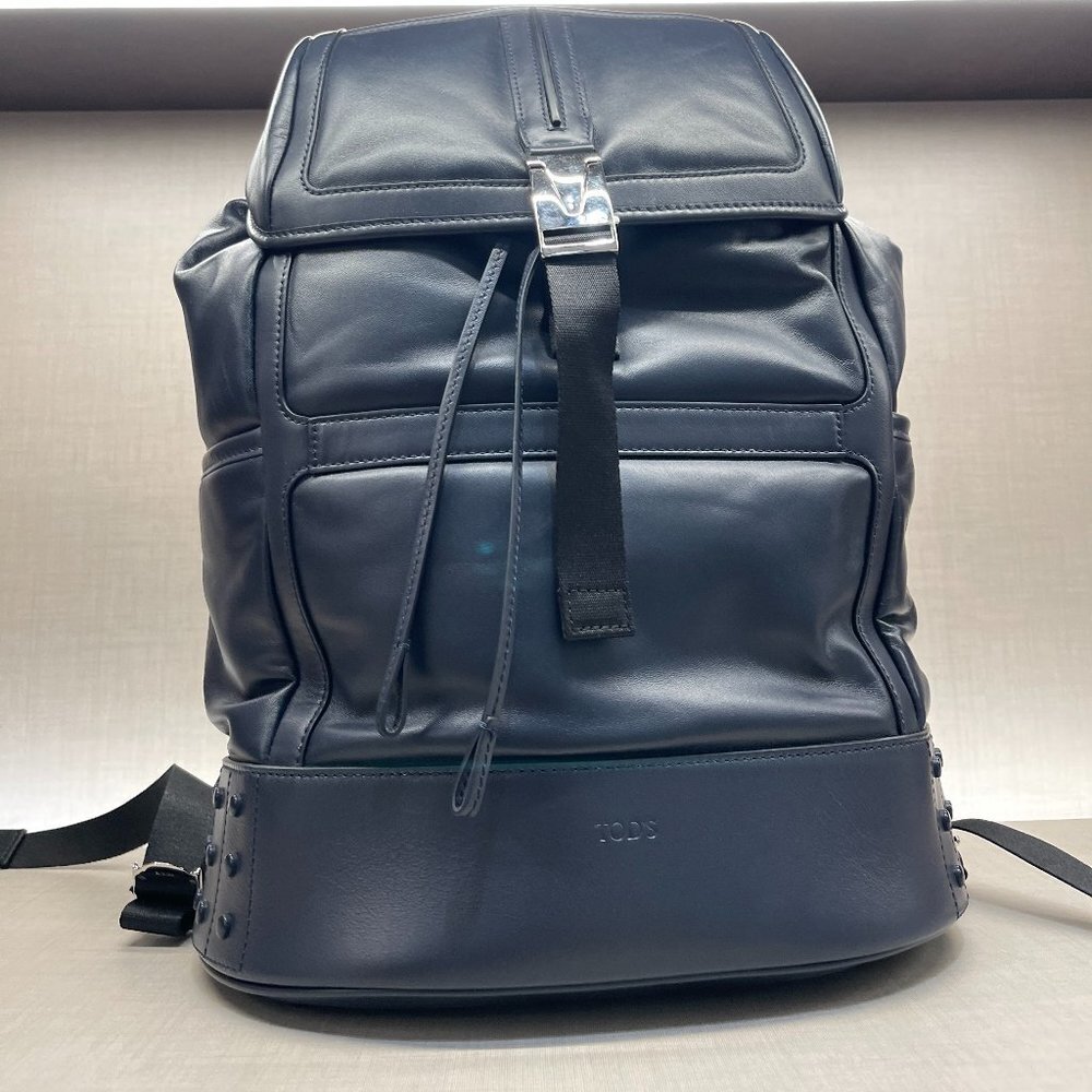 Tod's Italy Dark Navy Blue Leather‎ Backpack, XBMTDSG9300ND6U820